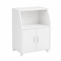 Mobile Cucina Salvaspazio con Ante e Ripiano Regolabile, Carrello con Ruote Compatto per Microonde, Stampa o Caffè, Credenza Cucina Moderna Bianca 92