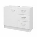 Casaria Armadietto Sottolavabo 63 × 54 × 30 Ripiano con Anta 3 cassetti, Mobile Bagno, Mobiletto, a Terra, Sottolavandino