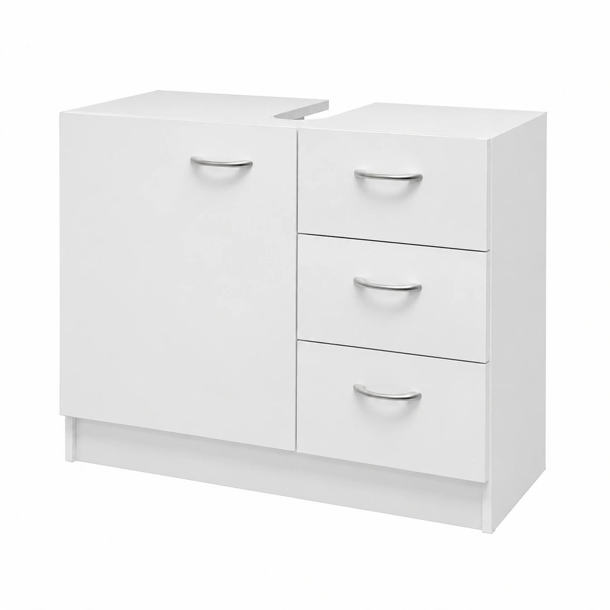 Casaria Armadietto Sottolavabo 63 × 54 × 30 Ripiano con Anta 3 cassetti, Mobile Bagno, Mobiletto, a Terra, Sottolavandino