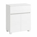 Mobile da Bagno con Cassetto e Doppia Anta, Ripiano Regolabile, Mobiletto Multiuso per Corridoio Ingresso, 60 × 30 × 80 cm, Bianco BBK140W01