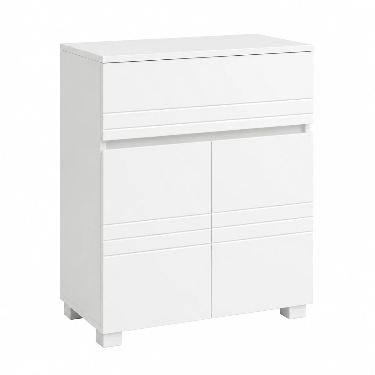 Mobile da Bagno con Cassetto e Doppia Anta, Ripiano Regolabile, Mobiletto Multiuso per Corridoio Ingresso, 60 × 30 × 80 cm, Bianco BBK140W01