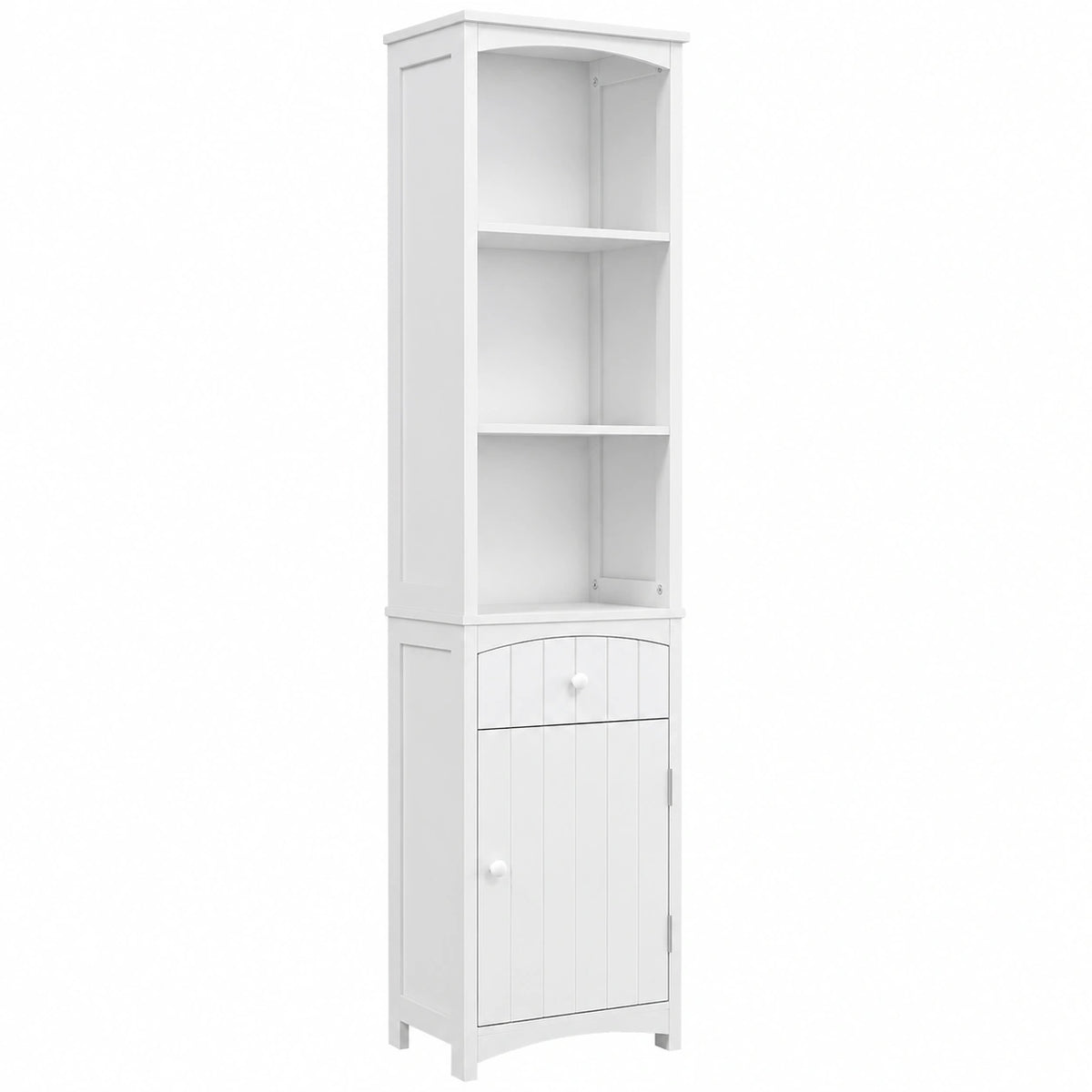 Mobiletto a Colonna Bagno Salvaspazio in MDF 34 × 24 × 170cm Bianco, Armadietto Bagno Multifunzione, per Camera, con 3 Ripiani, Armadio Multiuso 34 cm