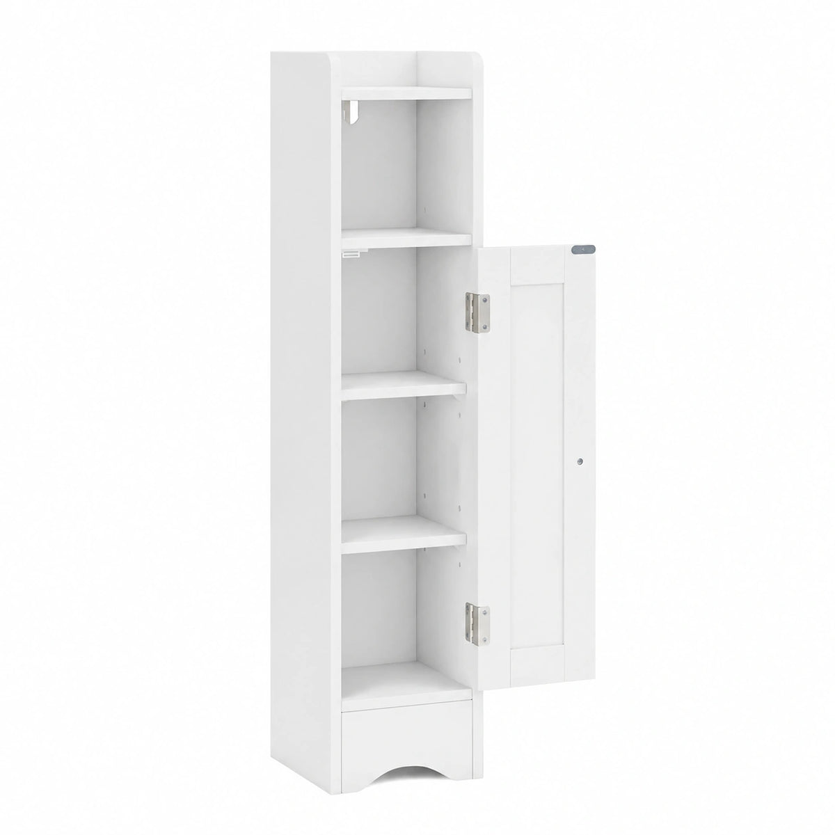 Mobiletto per Bagno Piccolo, Armadietto Salvaspazio da Terra Angolare con Porta e Ripiani Regolabili, Porta Carta Igienica Stretto, Mobiletto