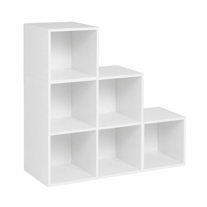 Libreria a 6 Scomparti, Scaffale Portaoggetti Autoportante a Scala, Montaggio Flessibile, per Soggiorno, Camera da letto