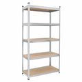 Scaffale 5 Ripiani in MDF Modulabile Metallo zincato e Ripiani in Legno, 90LX40PX180H cm