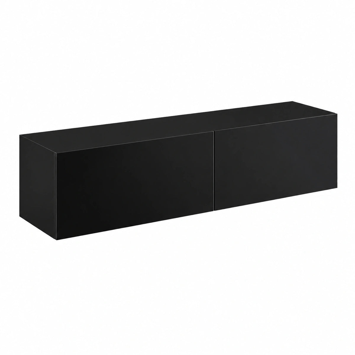 Mobile da Parete Porta TV con 2 Scomparti Chiusi Ante a Ribalta Pensile Multiuso Armadio Sospeso a Muro 140 × 33 × 30 cm - Nero Lucido