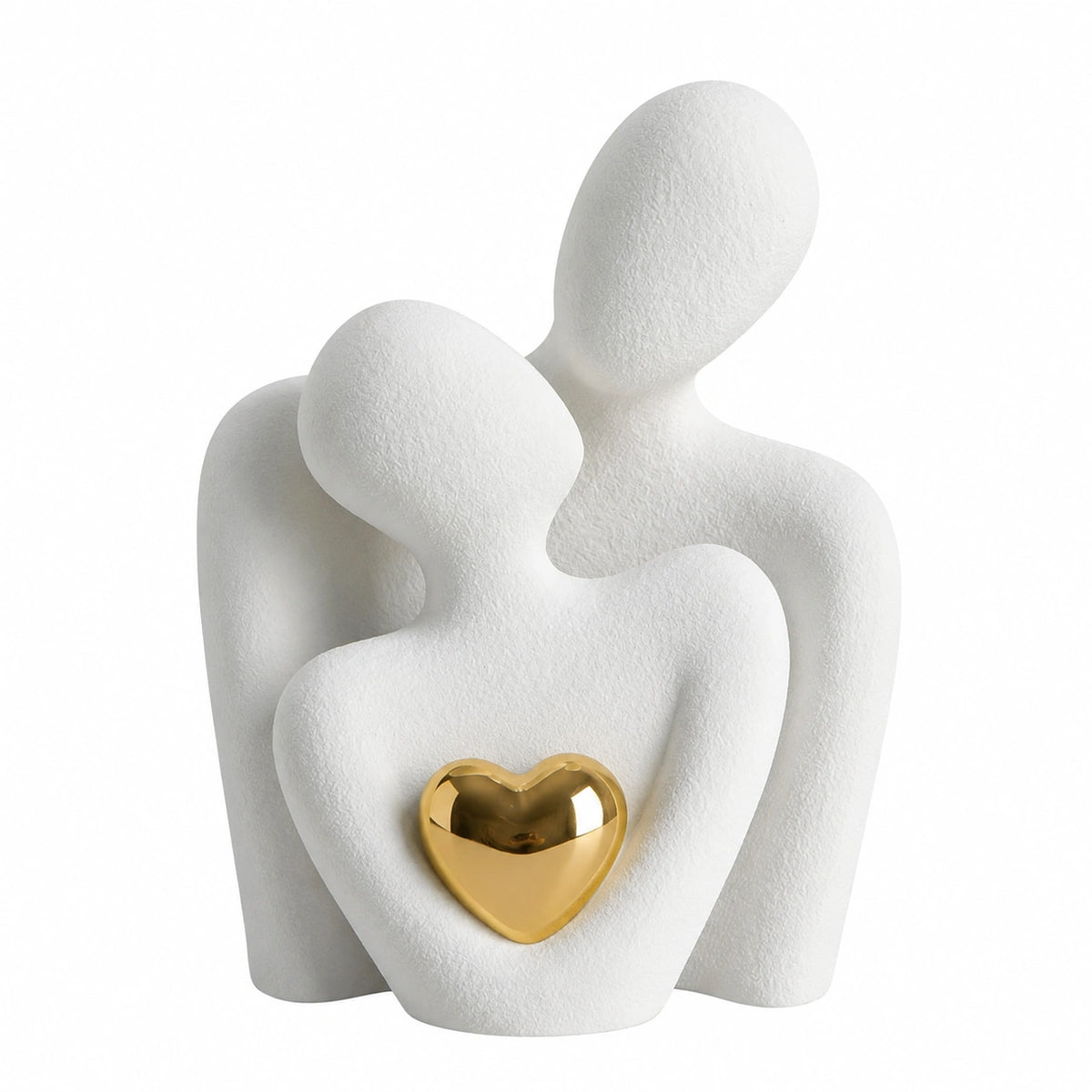 Statua, Romantica Scultura Moderna Dorato Cuore - Statuette Casa, Soprammobili Moderni, Sposi, Arredo Moderno - Anniversario Matrimonio Figure