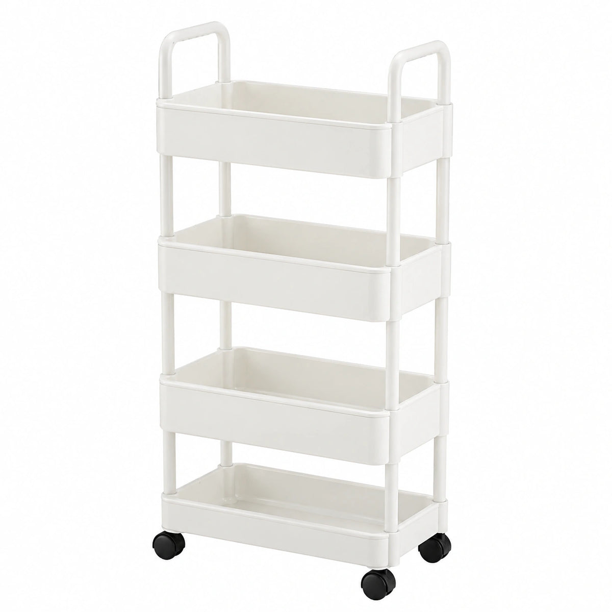 Carrello portaoggetti a 3 livelli con maniglia, ruote, Mensola in metallo multifunzionale, Rack per cestino mobile per cucina, bagno