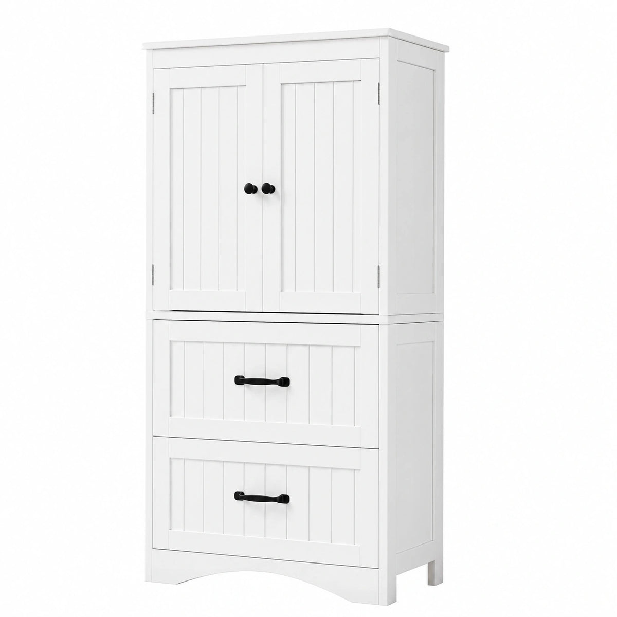 Mobile bagno con 2 Cassetti, con Ripiani Regolabili, per Bagno, Soggiorno e Cucina, 60 × 30 × 110 cm