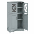 Mobile da Bagno con 4 Ante, Armadio da Terra con Ripiani Regolabili, Mobiletto Multifunzionale per Bagno Cucina e Soggiorno, 60 × 30 × 108 cm (Grigio)