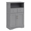 Armadio da Terra con 2 Porte, Mobile da Bagno con 2 Cassetti e 2 Ripiani Regolabili, Mobiletto Multifunzionale per Bagno Cucina e Soggiorno, 60 × 30