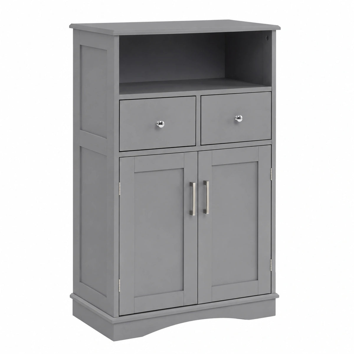 Armadio da Terra con 2 Porte, Mobile da Bagno con 2 Cassetti e 2 Ripiani Regolabili, Mobiletto Multifunzionale per Bagno Cucina e Soggiorno, 60 × 30