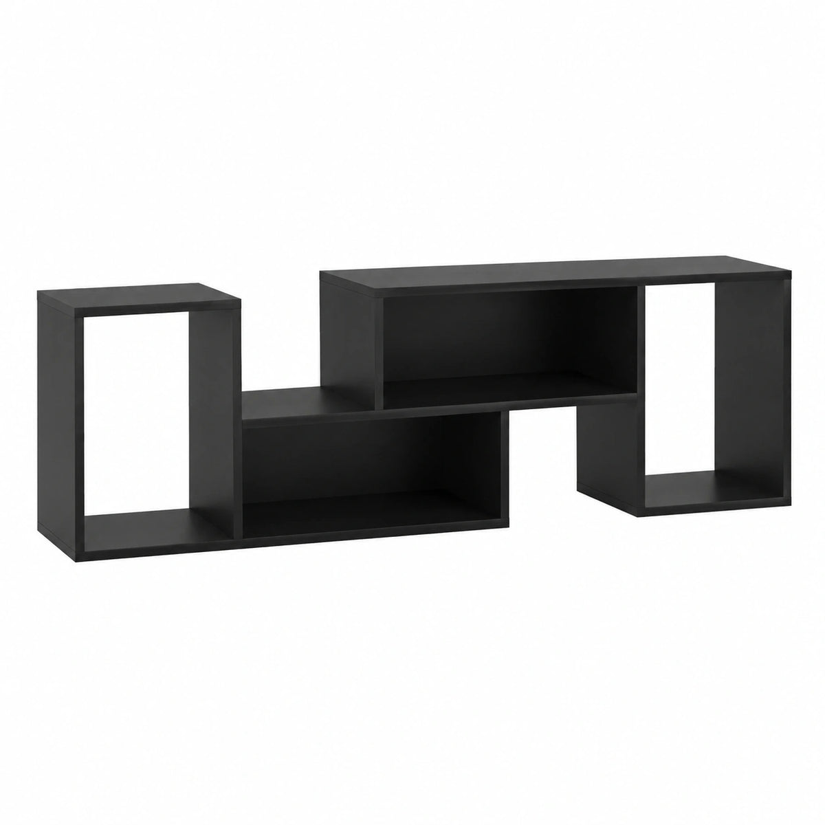 Mobile Porta TV Combinabile a 2 Pezzi, per TV Fino a 60'', Mobile TV a Angolo Soggiorno in Legno, con 4 Vani Aperti, Tavolo Media TV Multifunzionale